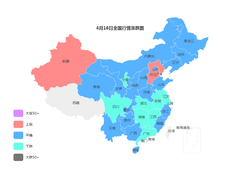 4月16日全國鋼價行情漲跌圖